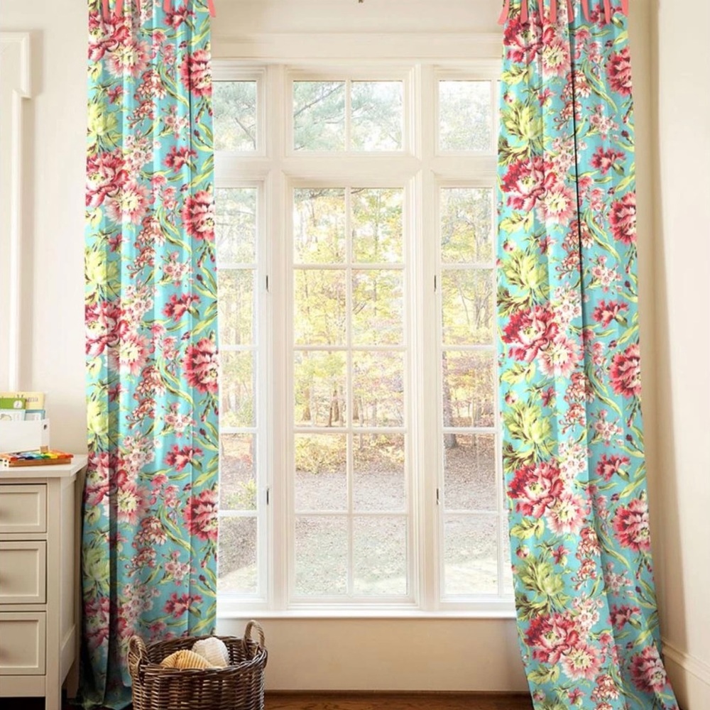 Set of Floral Drape Panels with Ties